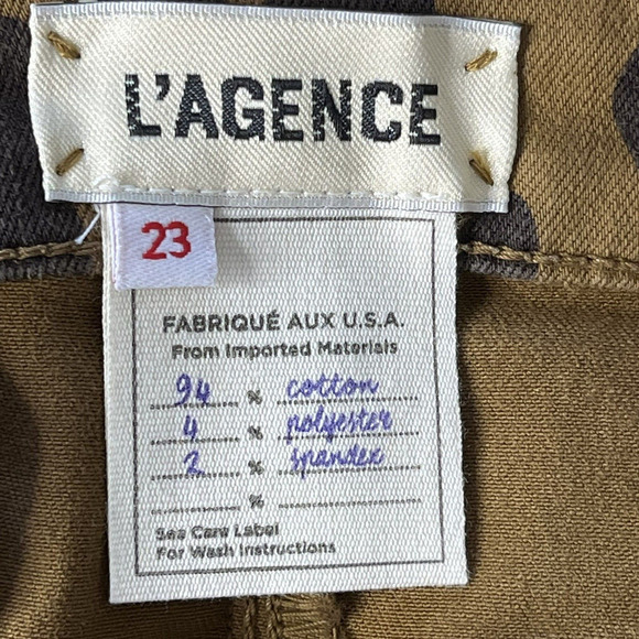 New L’AGENCE Margot Brown Animal Print Coated High Rise Skinny Jeans 23 Ankle - Picture 8 of 10